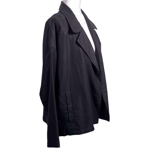 EILEEN FISHER System Tencel Linen Slub Blend Open Jacket Size Medium Black EUC - Picture 9 of 15